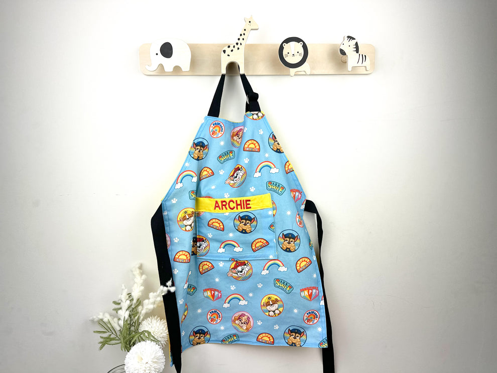 Paw Patrol Kids Apron with Embroidered Personalised Name on pocket